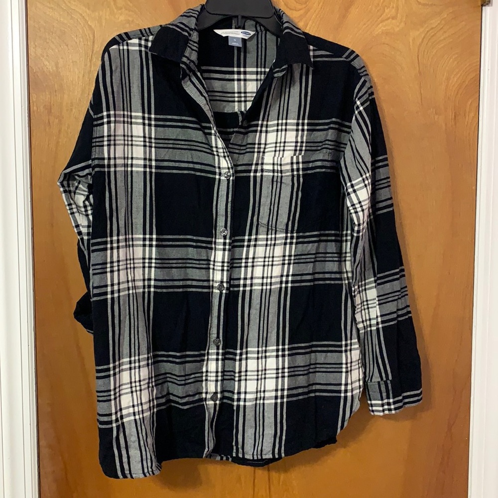 Old Navy The Boyfriend Shirt black flannel